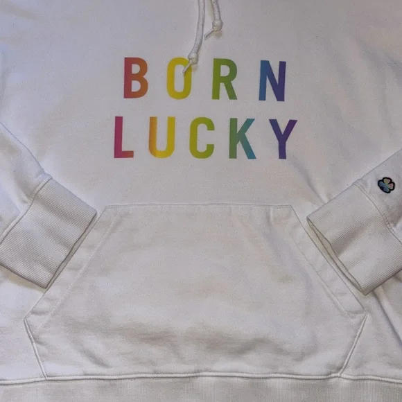 Lucky Brand🍀 Pride “Born Lucky” Gender Neutral Hoodie, Size S - Picture 5 of 16